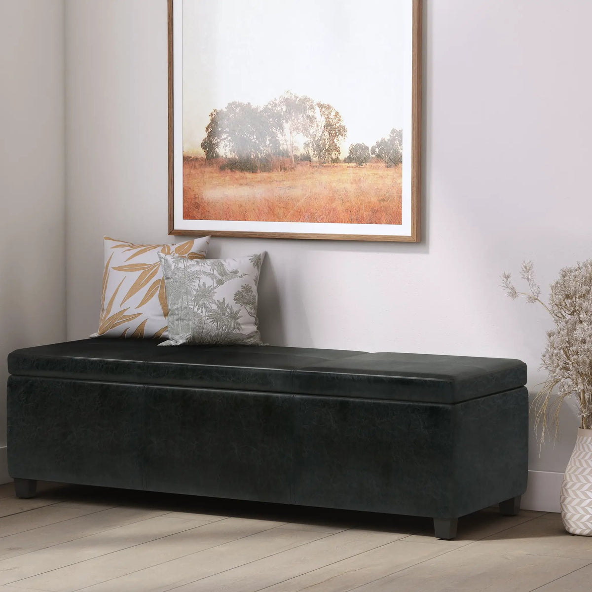 Storage Ottoman Bench | Solid Wood Frame | High Density Foam