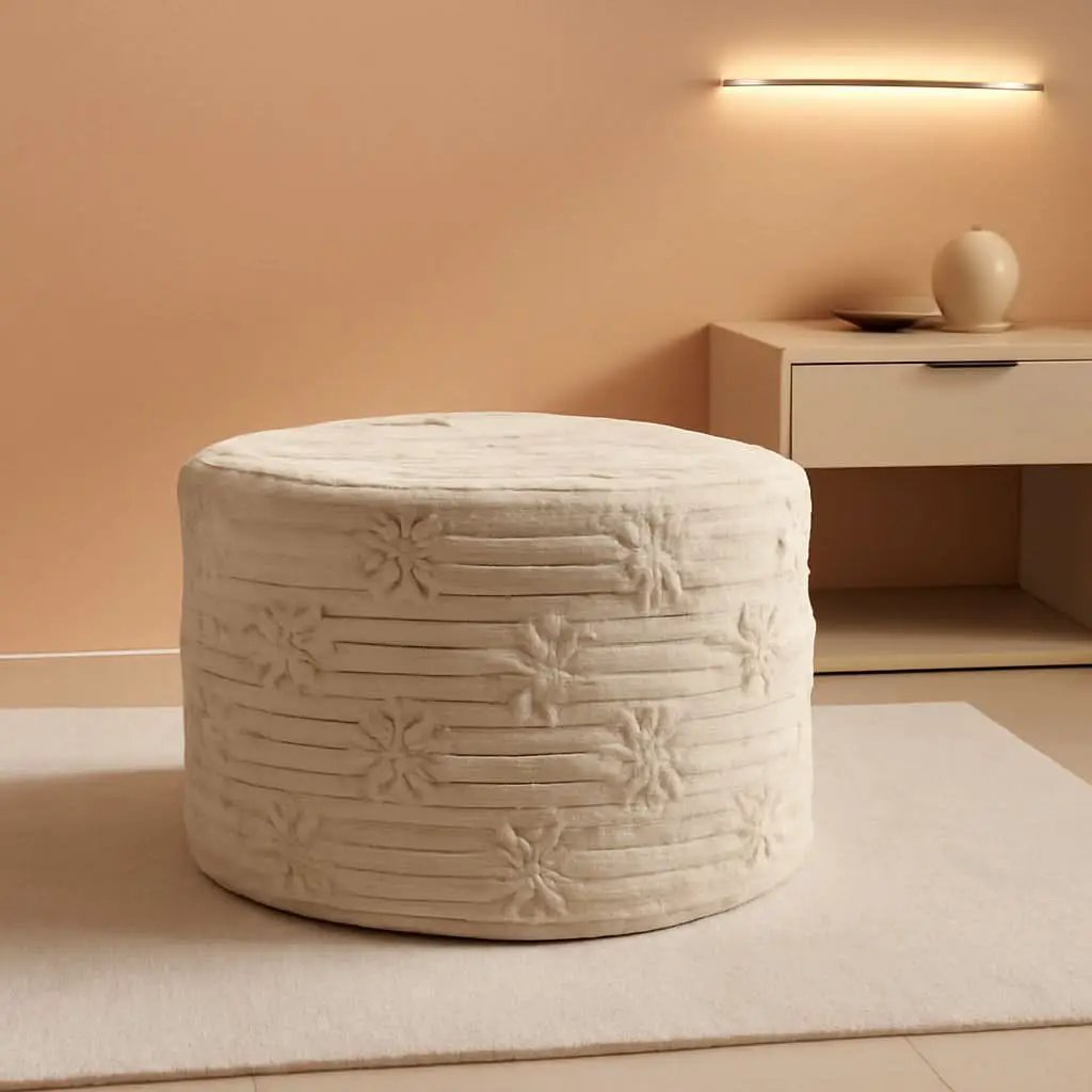 Ultra Plush Floor Pouf Ottoman Foot Rest Light Coffee from PriceLows™