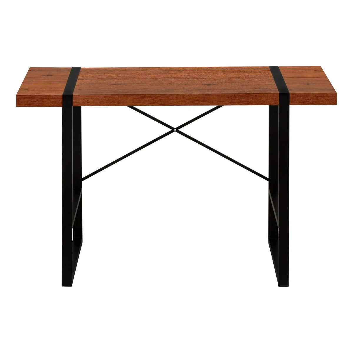 Industrial Design Computer Desk | 49 Inch Width | Thick-Panel Desktop | X-Shaped Metal Bar