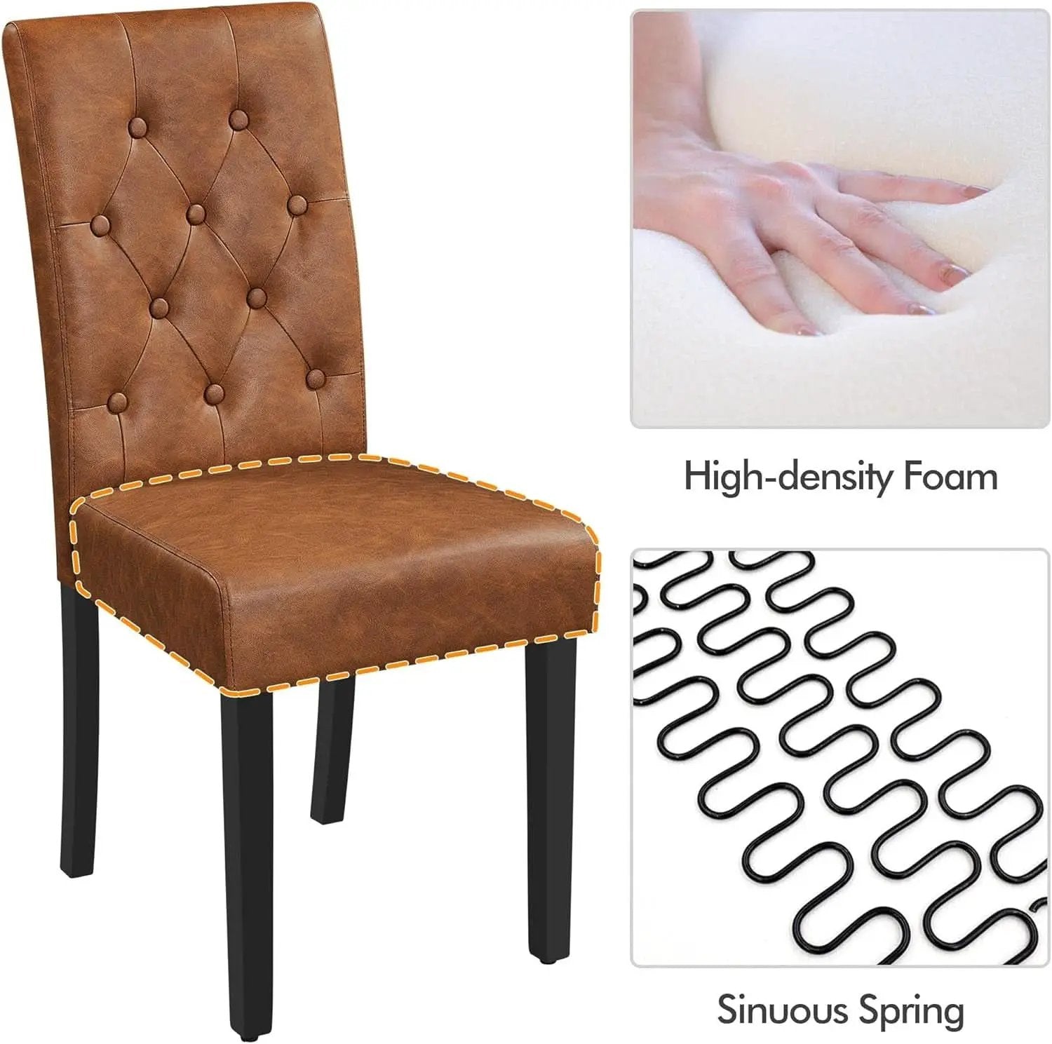High Back Dining Chairs Set of 2 Retro Brown Parsons from PriceLows™
