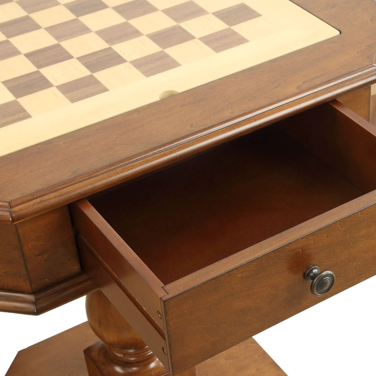 Bishop Chess Checker Game Table | Reversible 3-In-1 Game Tray | Two Drawers | Rich Finish