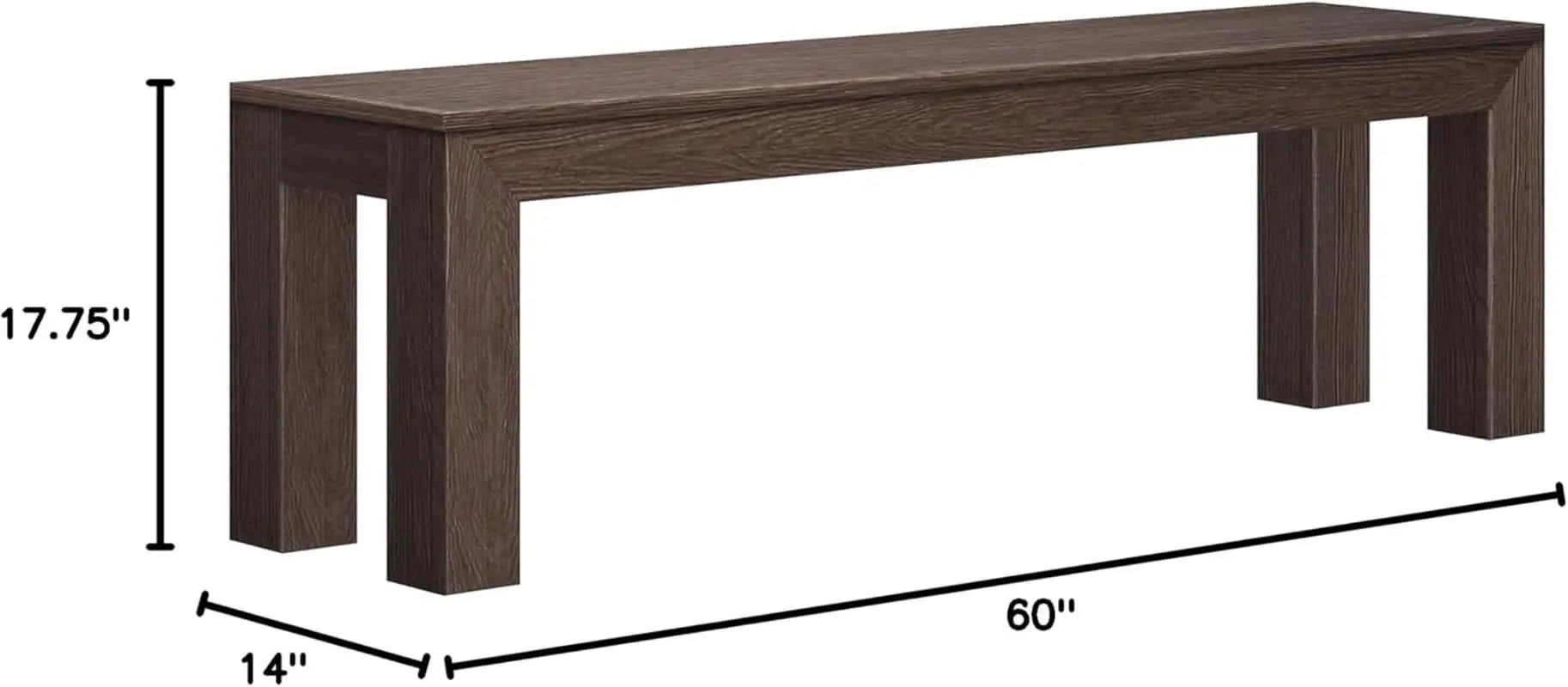 60 Inch Solid Wood Dining Bench Walnut Wirebrush Finish from PriceLows™