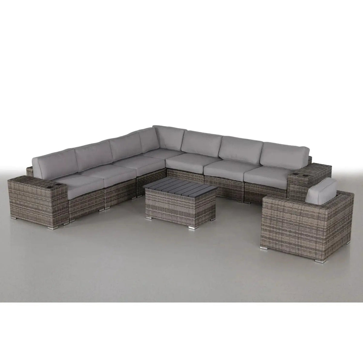 Patio Rattan Sectional Set | Half-Round HDPE Wicker | Rustproof Aluminum Frame | Fully Assembled