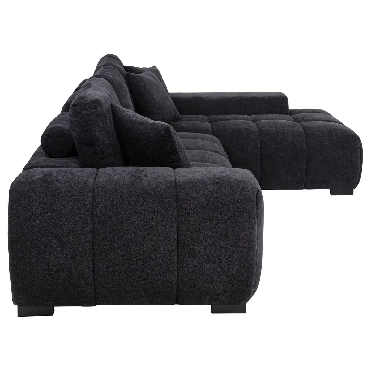 Octavia Upholstered Sectional Chaise Sofa | 119.25 x 79.5 x 35.5 in | Fabric | Black