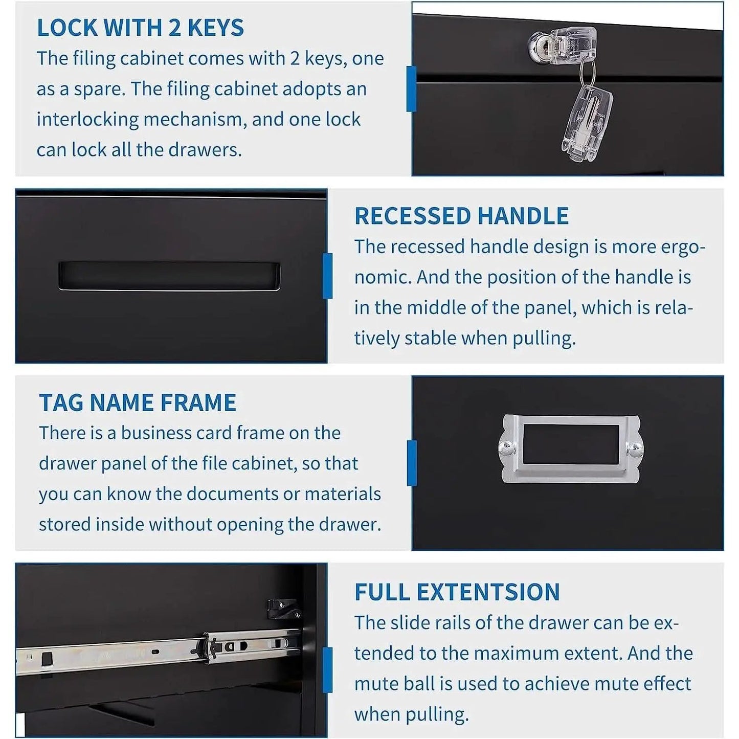 Lockable 4 Drawer Lateral File Cabinet For Office Use from PriceLows™