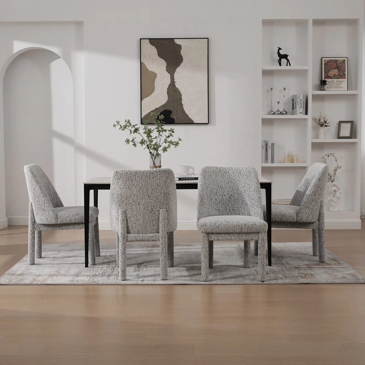 Wide Minimalist Dining Chair Chair Set | Chair Set | Rubberwood & Fabric | Dining Room