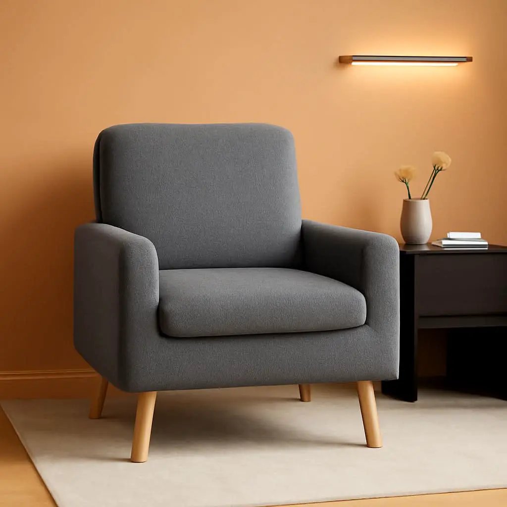 Gray Mid Century Modern Plush Upholstered Armchair from PriceLows™