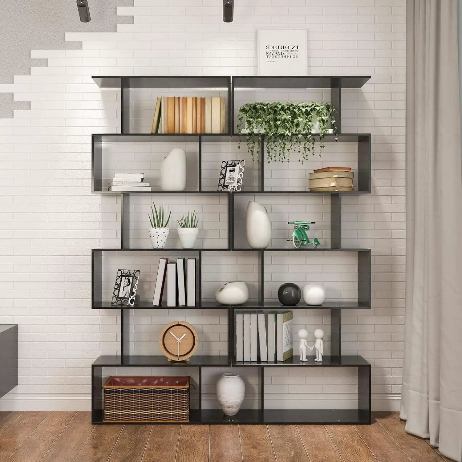 6 Tier S Shaped Bookshelf Freestanding Modern Display from PriceLows™