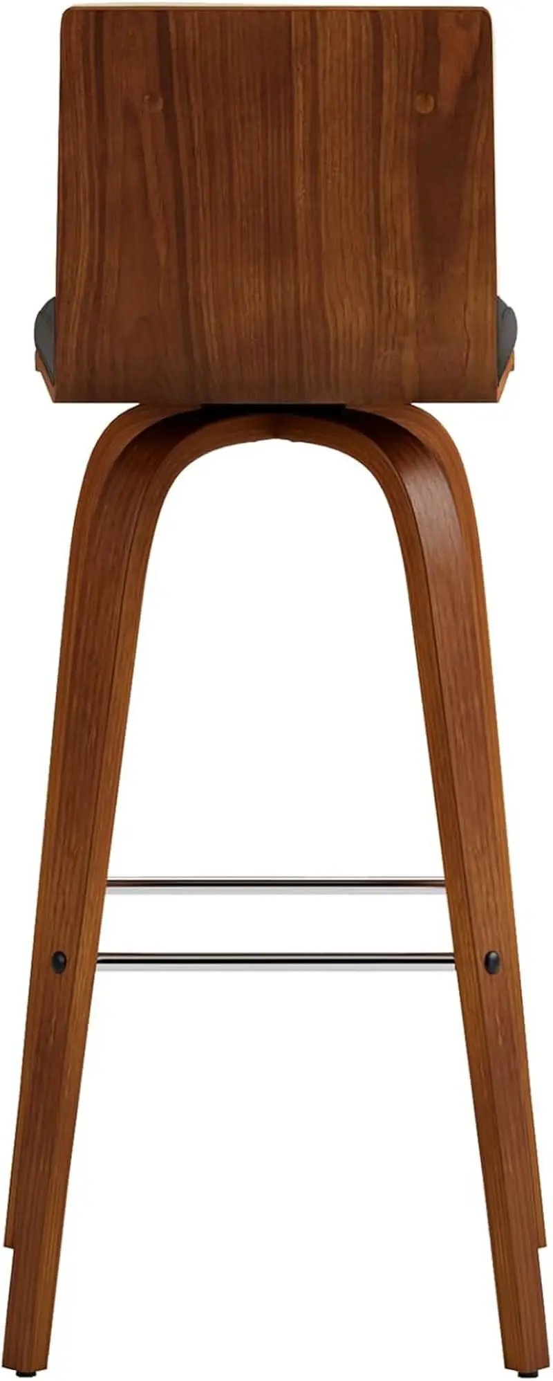 Mid-Century Modern Barstool Grey Faux Leather Wood Finish from PriceLows™