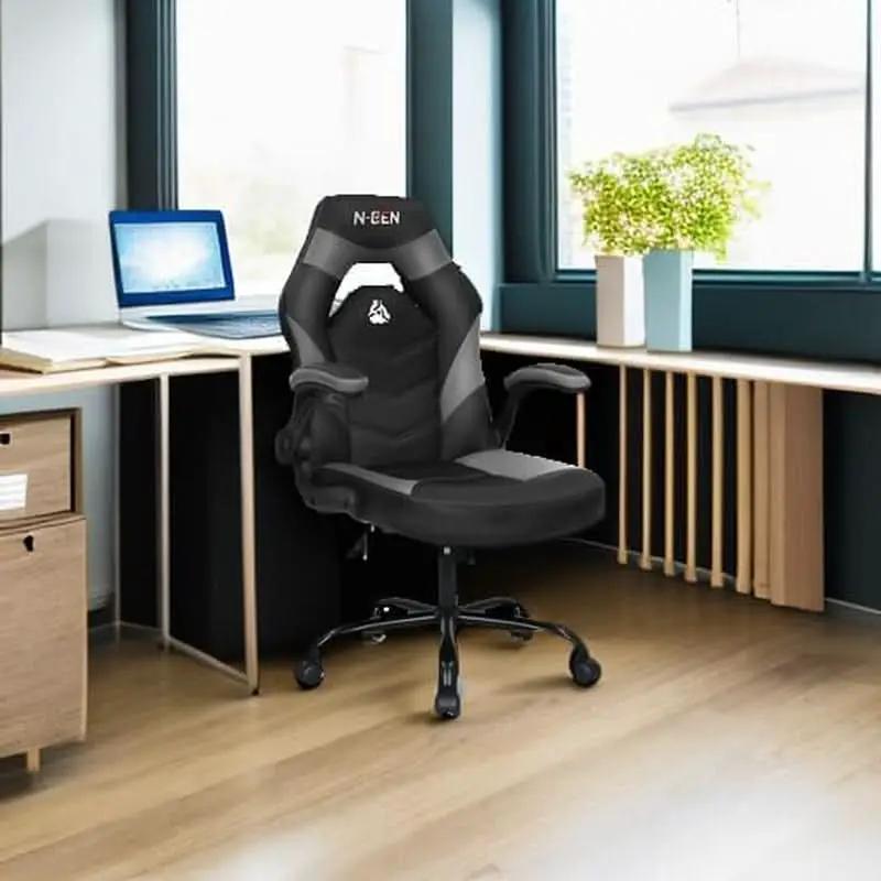 N-GEN Ergonomic Gaming Chair With Lumbar Support Gray PU Leather from PriceLows™