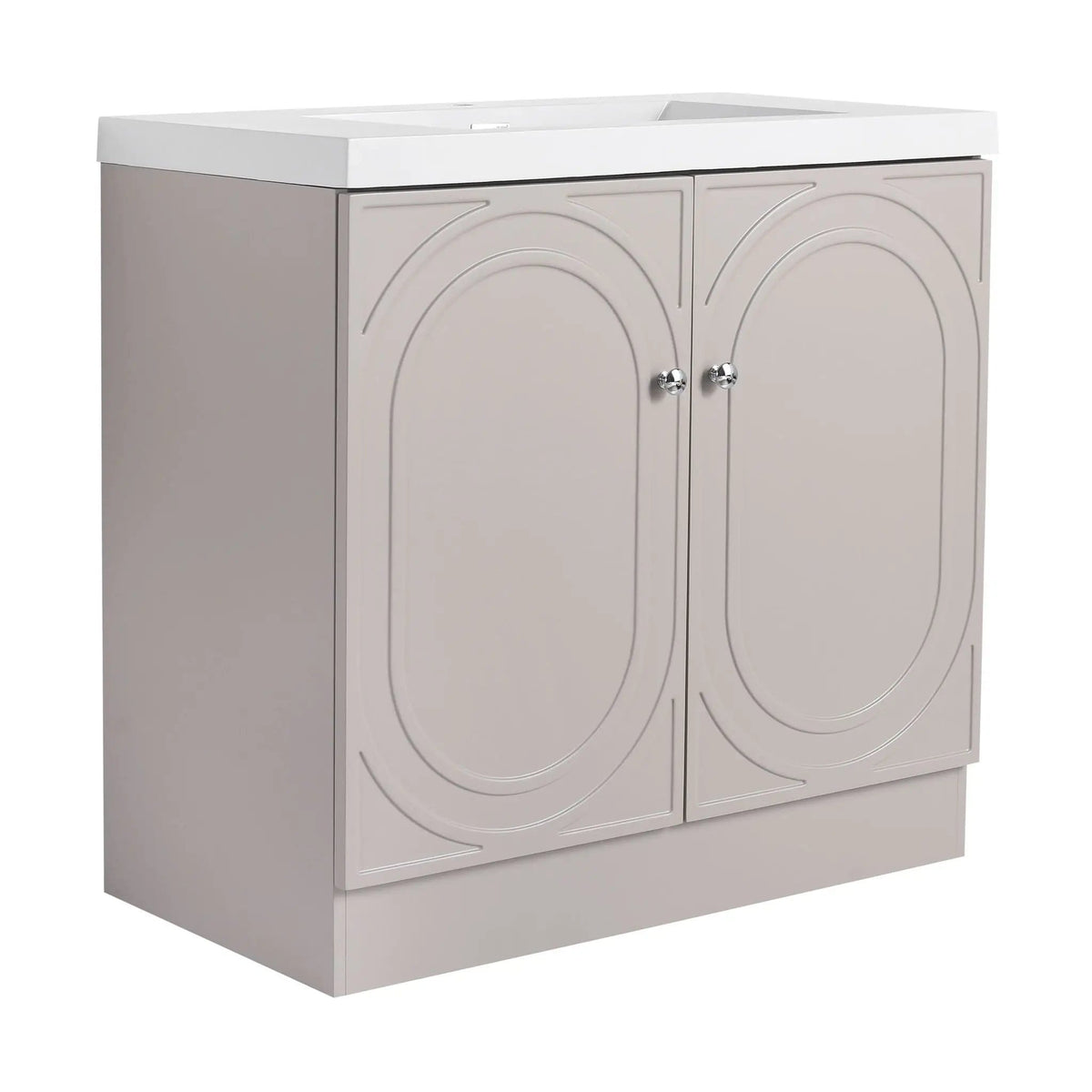Contemporary Freestanding Bathroom Vanity With Resin Sink & Soft-Close Cabinet Doors | 7 Pieces | Stainless Steel & Plywood | Bathroom
