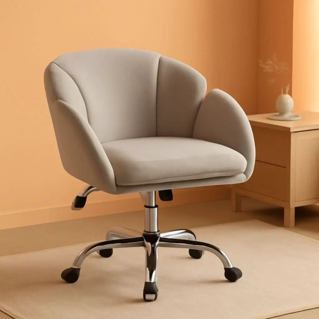 Velvet Desk Chair Armrests Light Gray Modern Office Chair from PriceLows™