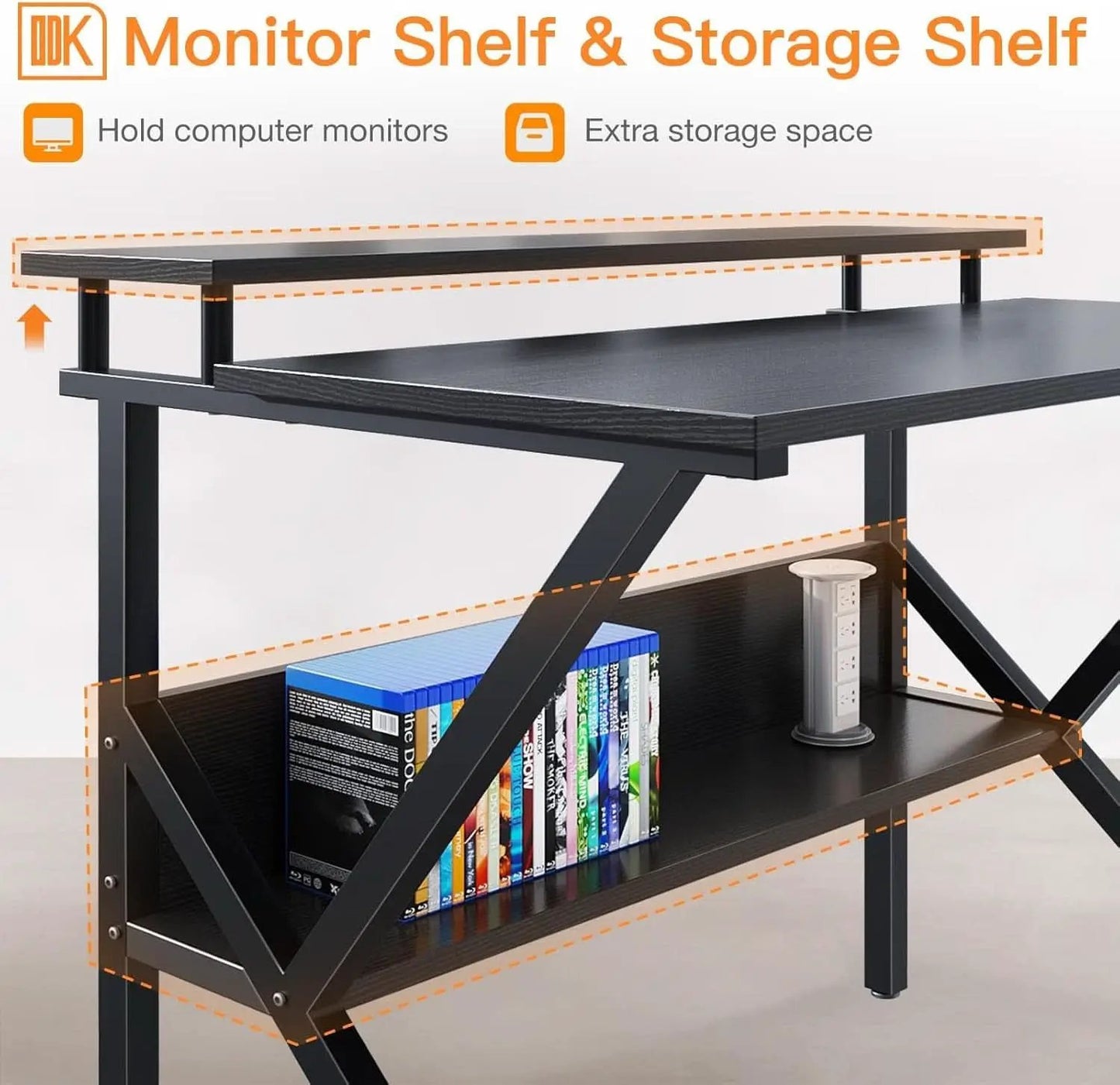 Compact Computer Desk With Monitor Stand 27.5 Inch Black from PriceLows™