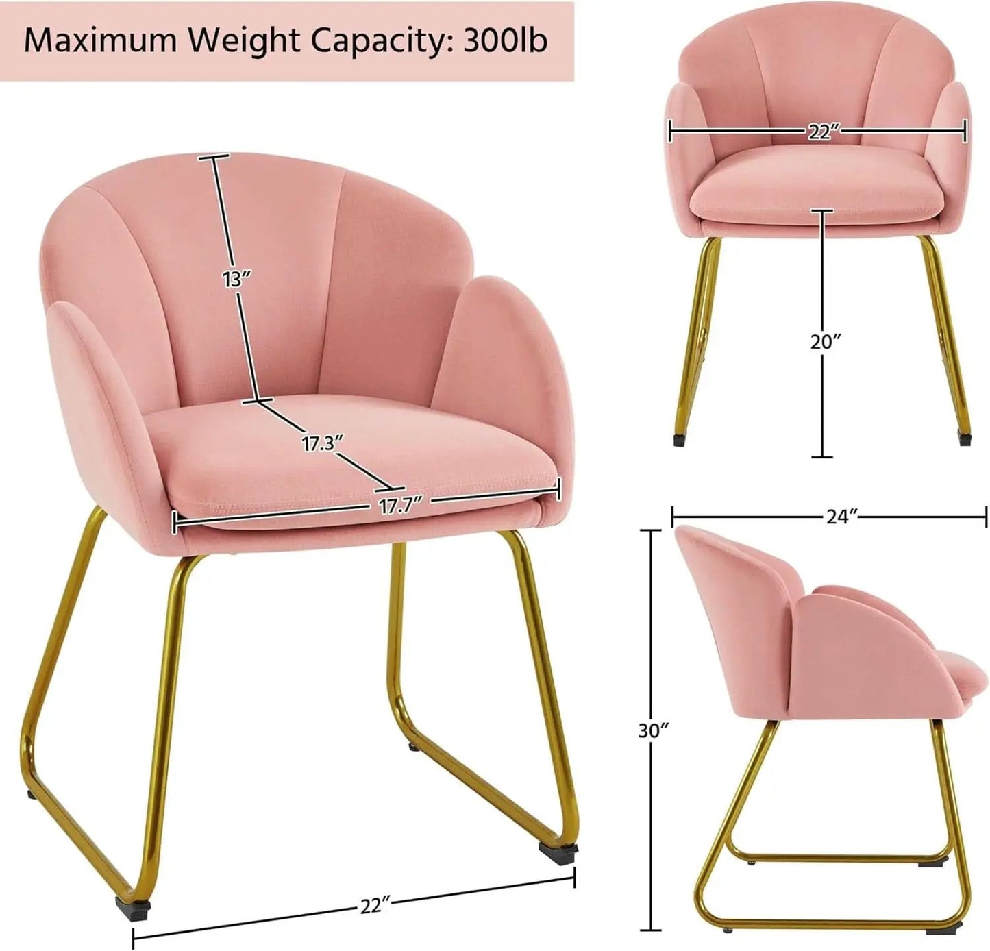 Pink Velvet Flower Armchair With Gold Legs Living Room from PriceLows™