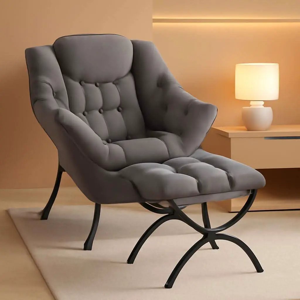 Dark Grey Lazy Chair With Armrests For Living Room Comfort from PriceLows™