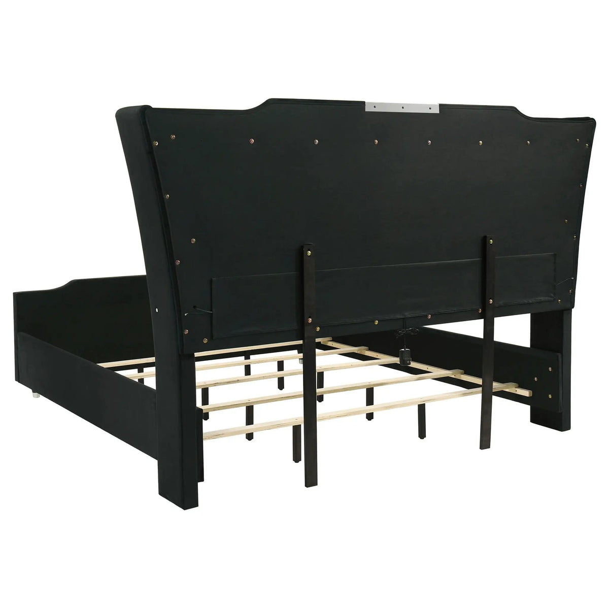 Lorient Eastern King LED Upholstered Bed | 95.5 x 92.5 x 63.25 in | Rubberwood & Engineered Wood | Black