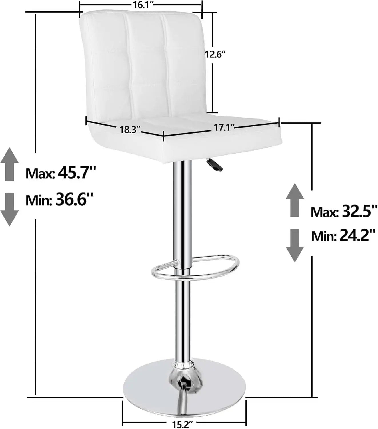 X Large White Adjustable Counter Height Bar Stools Swivel 4 Pack from PriceLows™