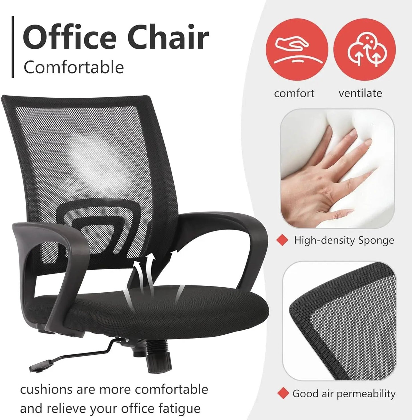 Ergonomic Black Office Chair With Lumbar Support And Mesh from PriceLows™