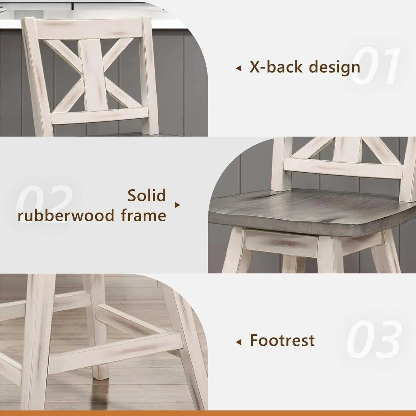Amsonia Counter Height Swivel Barstool Set 2 White from PriceLows™