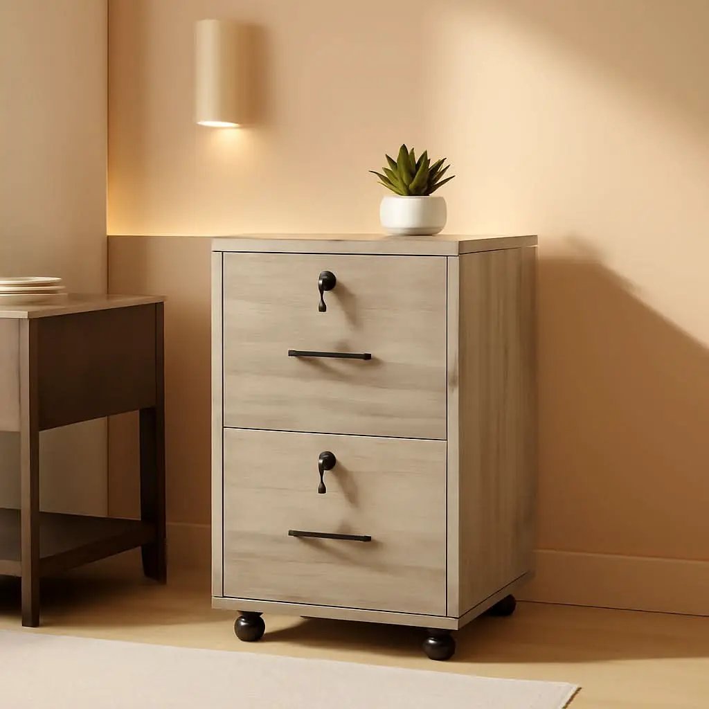 Rolling File Cabinet With Lock And Two Drawers For Letter Files from PriceLows™