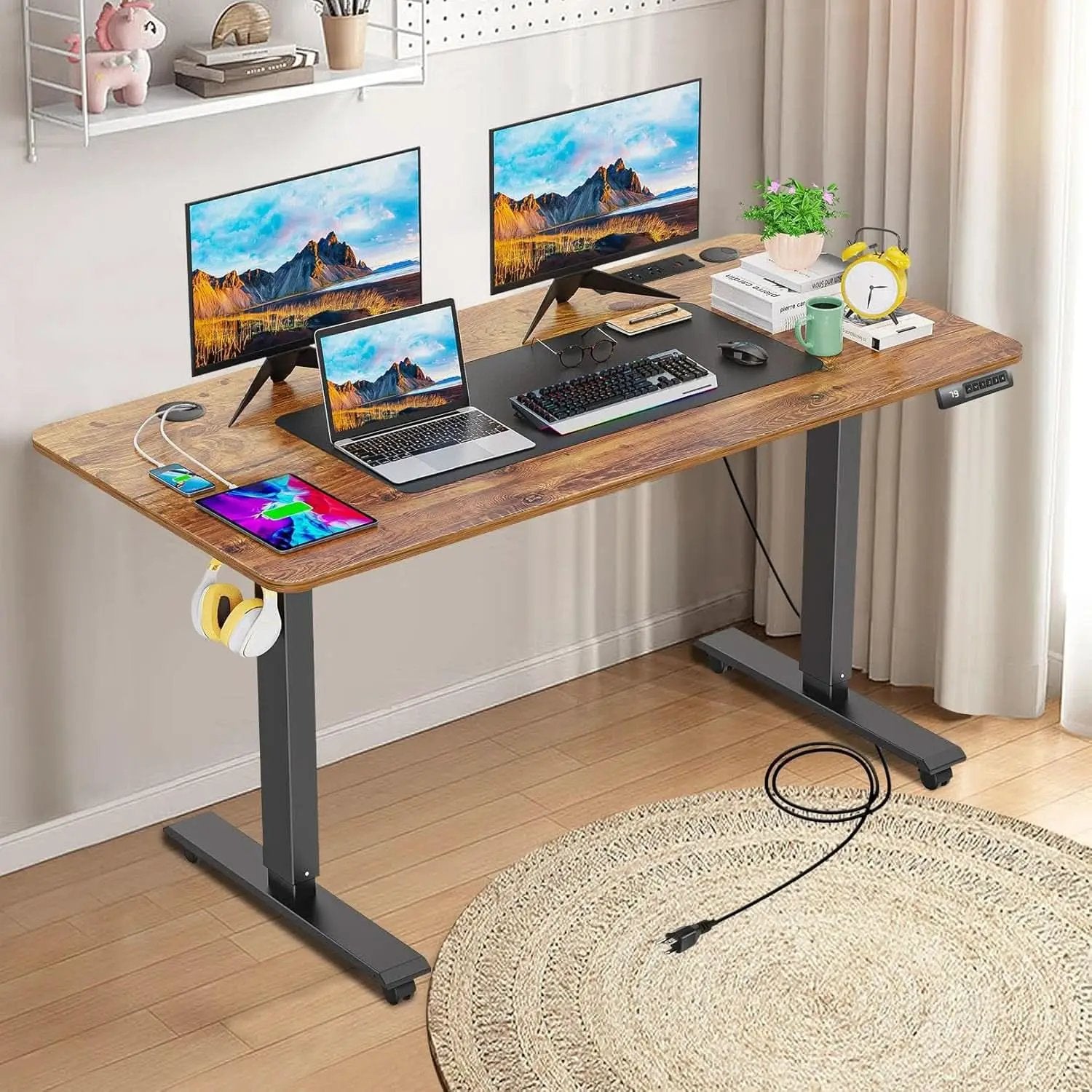 Electric Standing Desk 55 x 24 In With Charging Station from PriceLows™