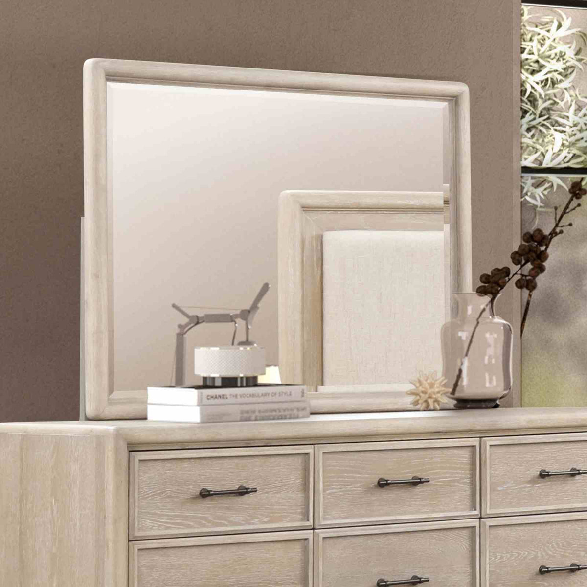 8 Drawer Dresser With Mirror | Oak Finish | Solid Rubberwood | Transitional Style