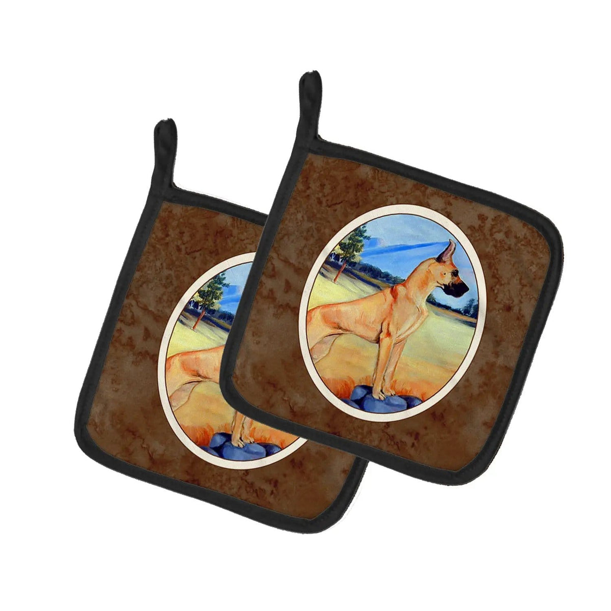 Pot Holder Set of 2 | Heat Resistant Quilted Hot Pads | 7.5 x 7.5 Inch | Great Dane (Style 7)