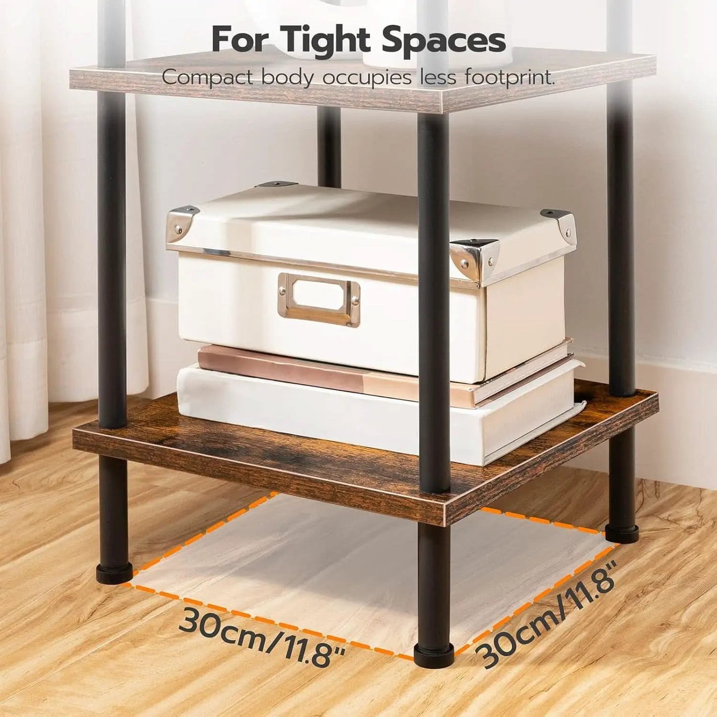 Five Tier Corner Shelf Stand Rustic Brown And Black Bookcase from PriceLows™