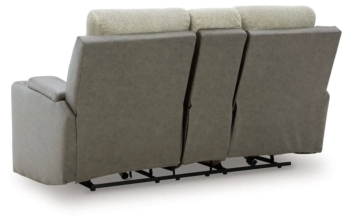 WhipLash Power Reclining Loveseat With Console / Adj Headrest | 76 x 39 x 43 in | Faux Leather & Polyester | Sisal