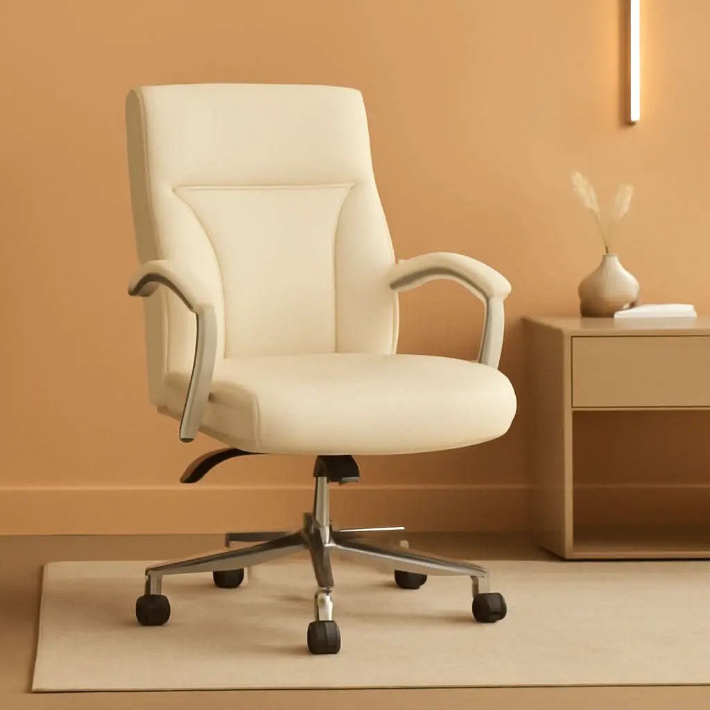 Ivory Executive Desk Chair With Oversized Cushion 275Lb from PriceLows™