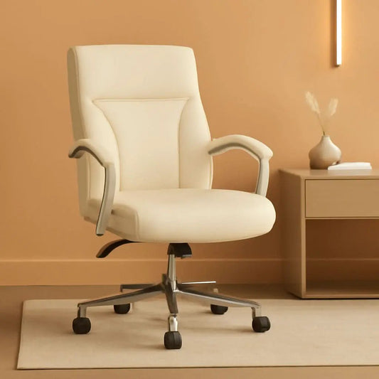 Ivory Executive Desk Chair With Oversized Cushion 275Lb from PriceLows™