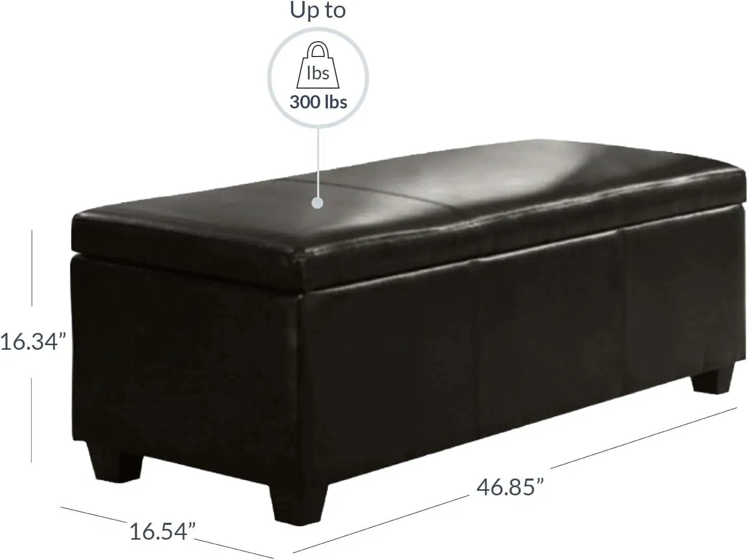 47 Inch DarkBrown Leatherette Storage Ottoman Bench from PriceLows™