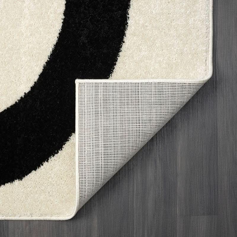 Beige Black Abstract Area Rug 8 By 10 Modern Curved Line from PriceLows™