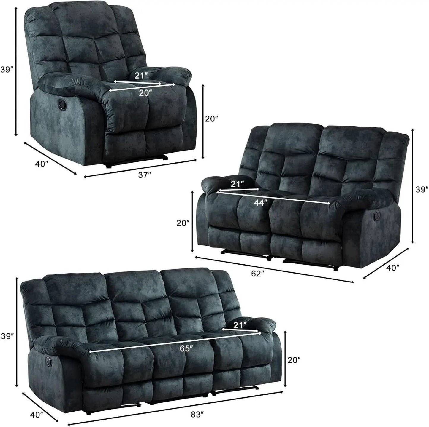 Grey Manual Reclining Living Room Set With One Seat Recliner And 3 Seat Sofa from PriceLows™