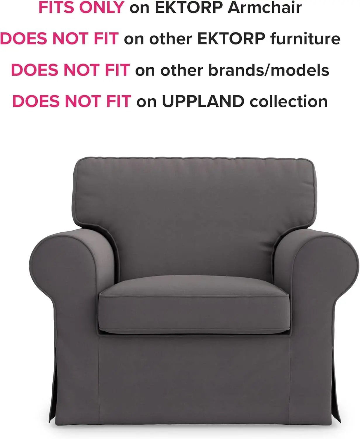 Ektorp Armchair Cotton Slipcover Dark Grey Replacement For IKEA Ektorp Chair from PriceLows™