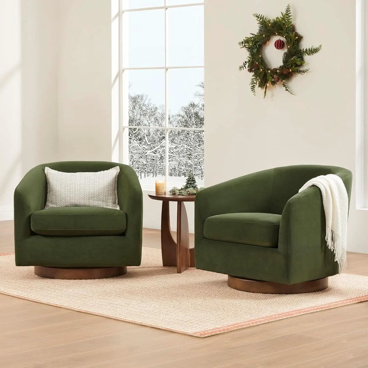 Forest Green Velvet Swivel Upholstered Armchair FSC from PriceLows™