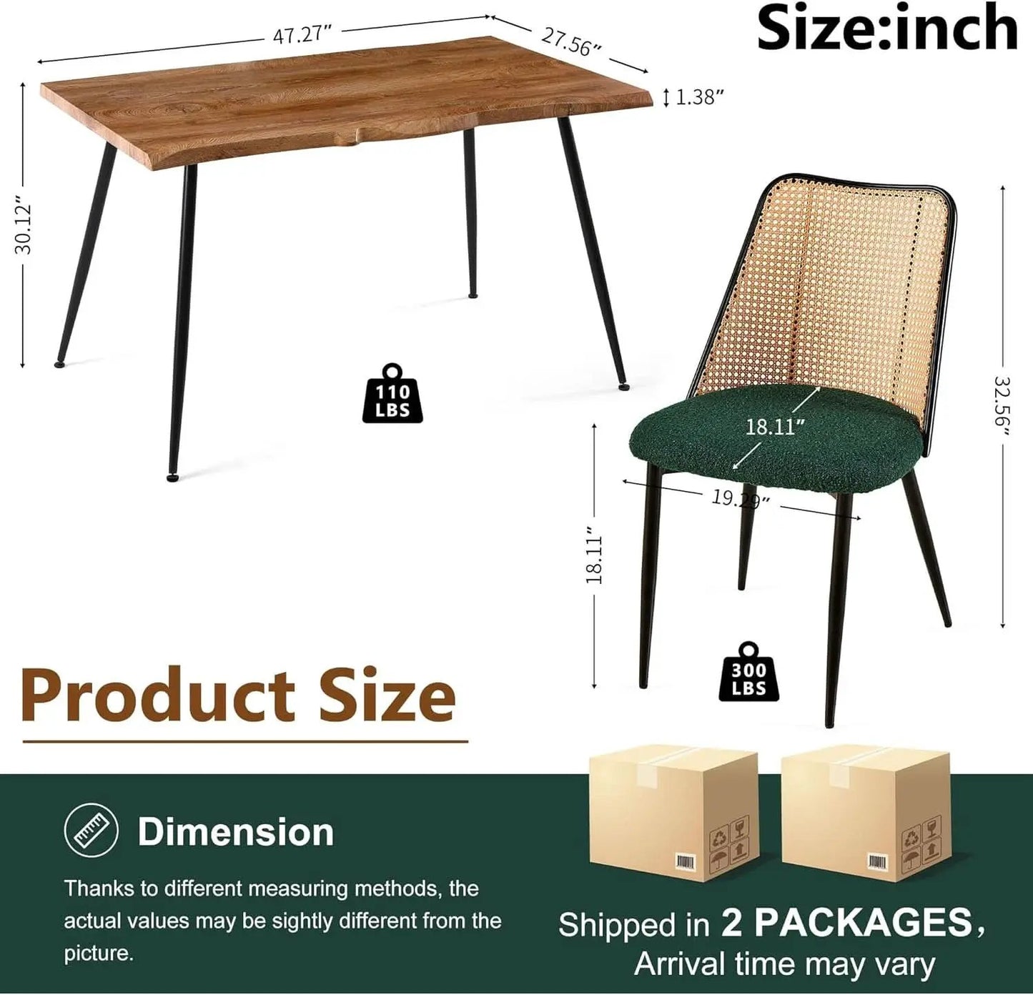 Elegant Walnut Finish 47 Inches Dining Table Set Four from PriceLows™