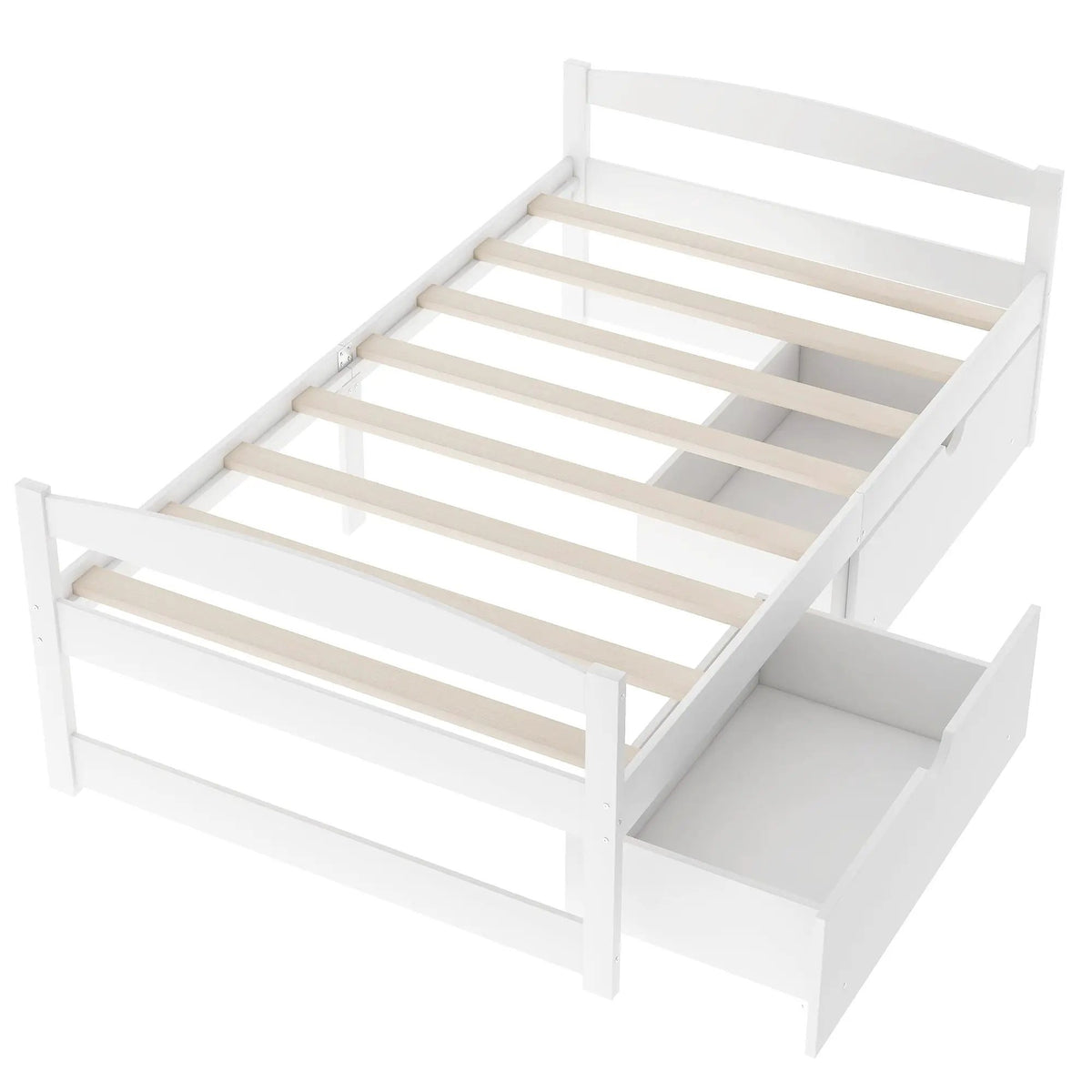 Platform Bed | Pine Wood Frame | Dual Rolling Drawers
