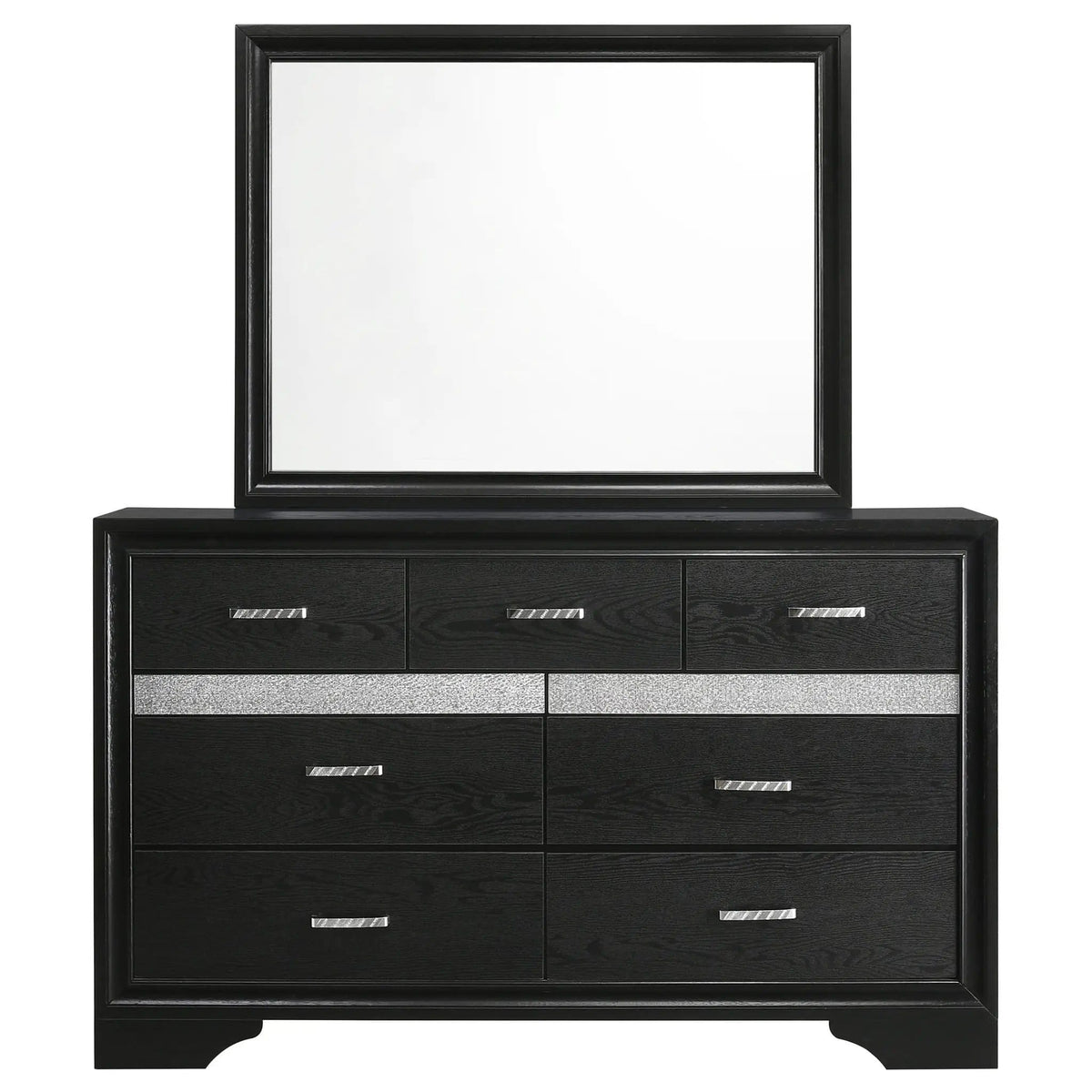 Miranda 7-drawer Dresser with Mirror | 63 x 16.5 x 75.25 in | 7-Drawer | Black