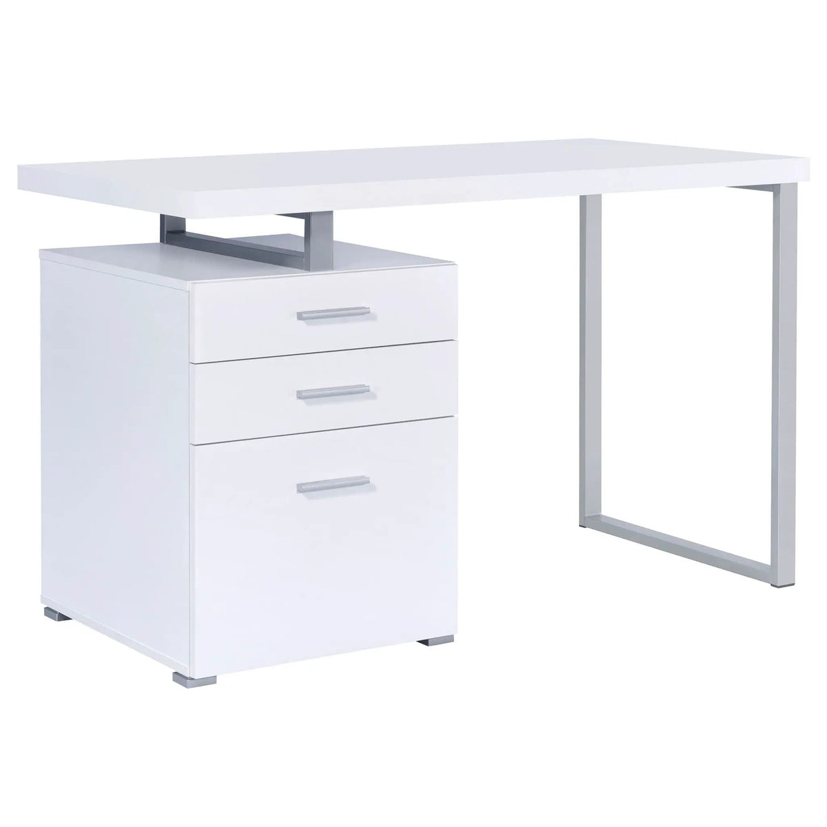 Brennan 47-inch 3-drawer Office Computer Desk | 47.25 x 23.5 x 30 in | Engineered Wood & Metal | White