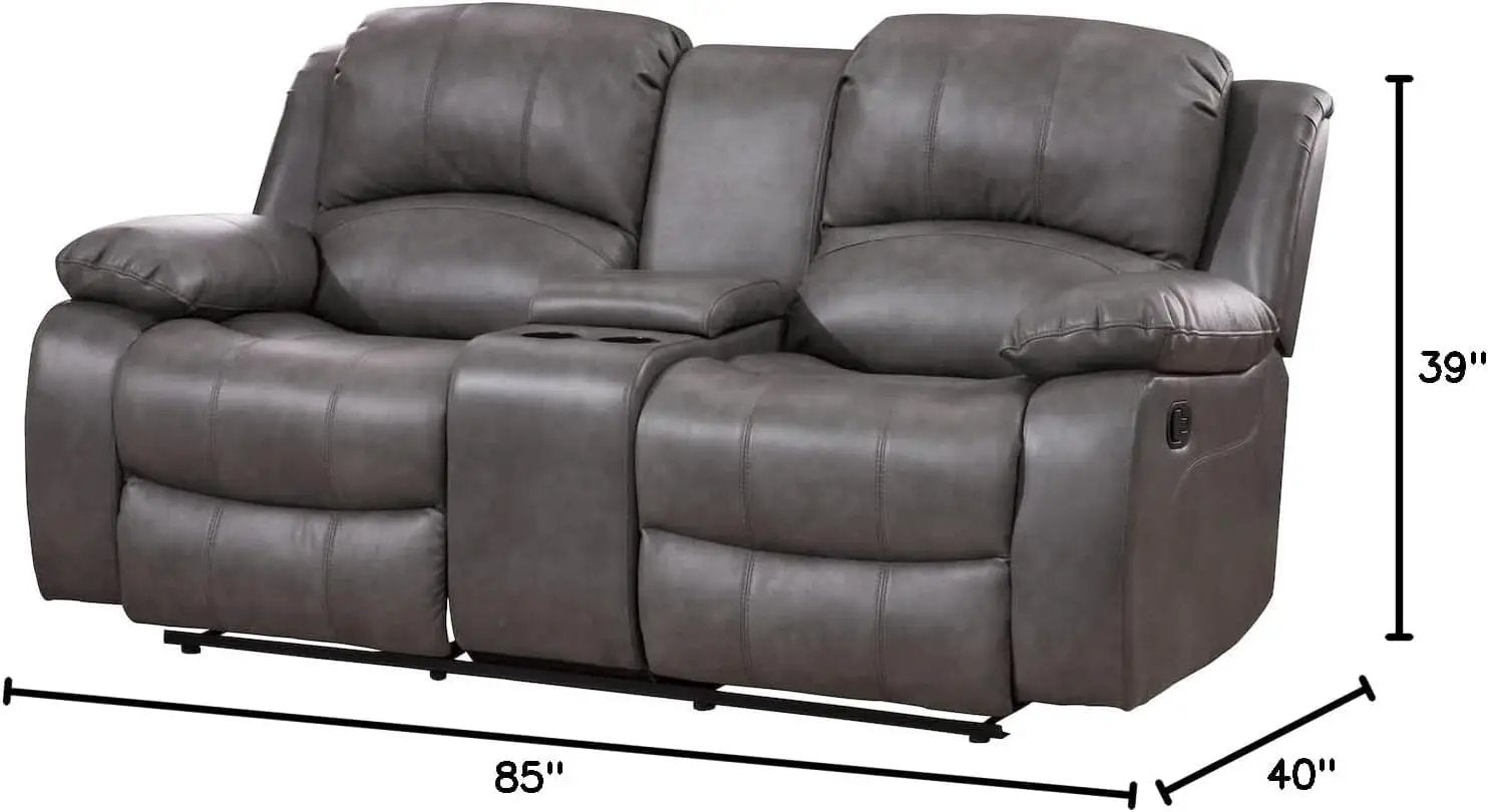 2 Piece Bonded Leather Reclining Sofa Loveseat Set Gray Living Room Furniture Set 8018 from PriceLows™