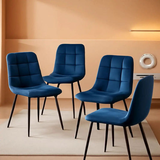 Navy Blue Velvet Dining Chairs Set of 4 Armless Tufted from PriceLows™