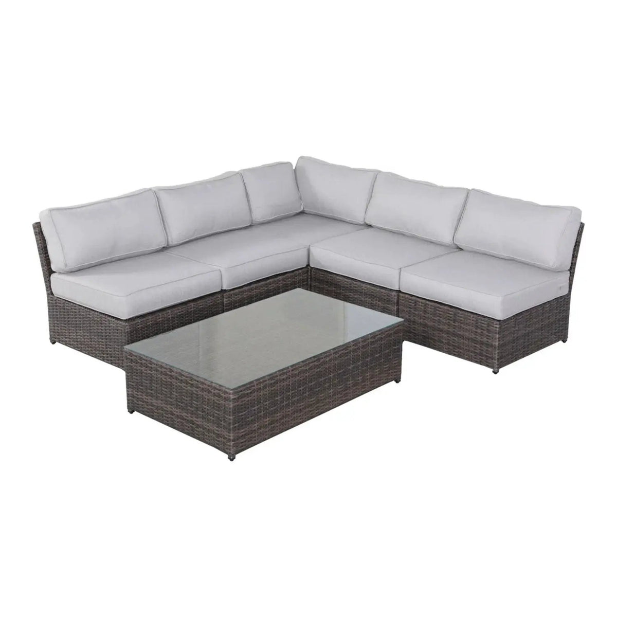 Outdoor Rattan Sectional Set | Half-Round HDPE Wicker | Rustproof Aluminum Frame | Fully Assembled