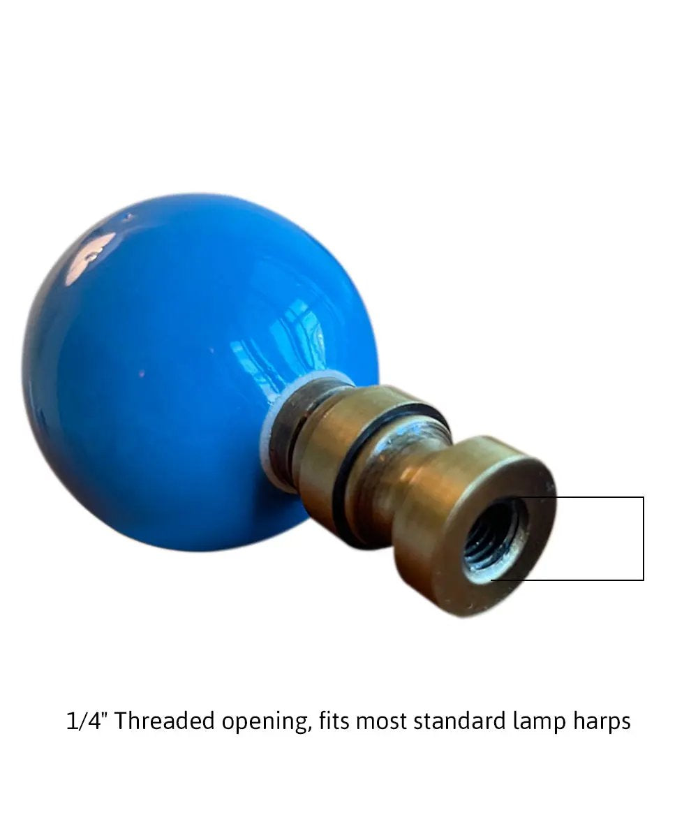 Lamp Finial | 2.5 Inch Round Sky Blue Ceramic | Standard 1/4-27 Thread