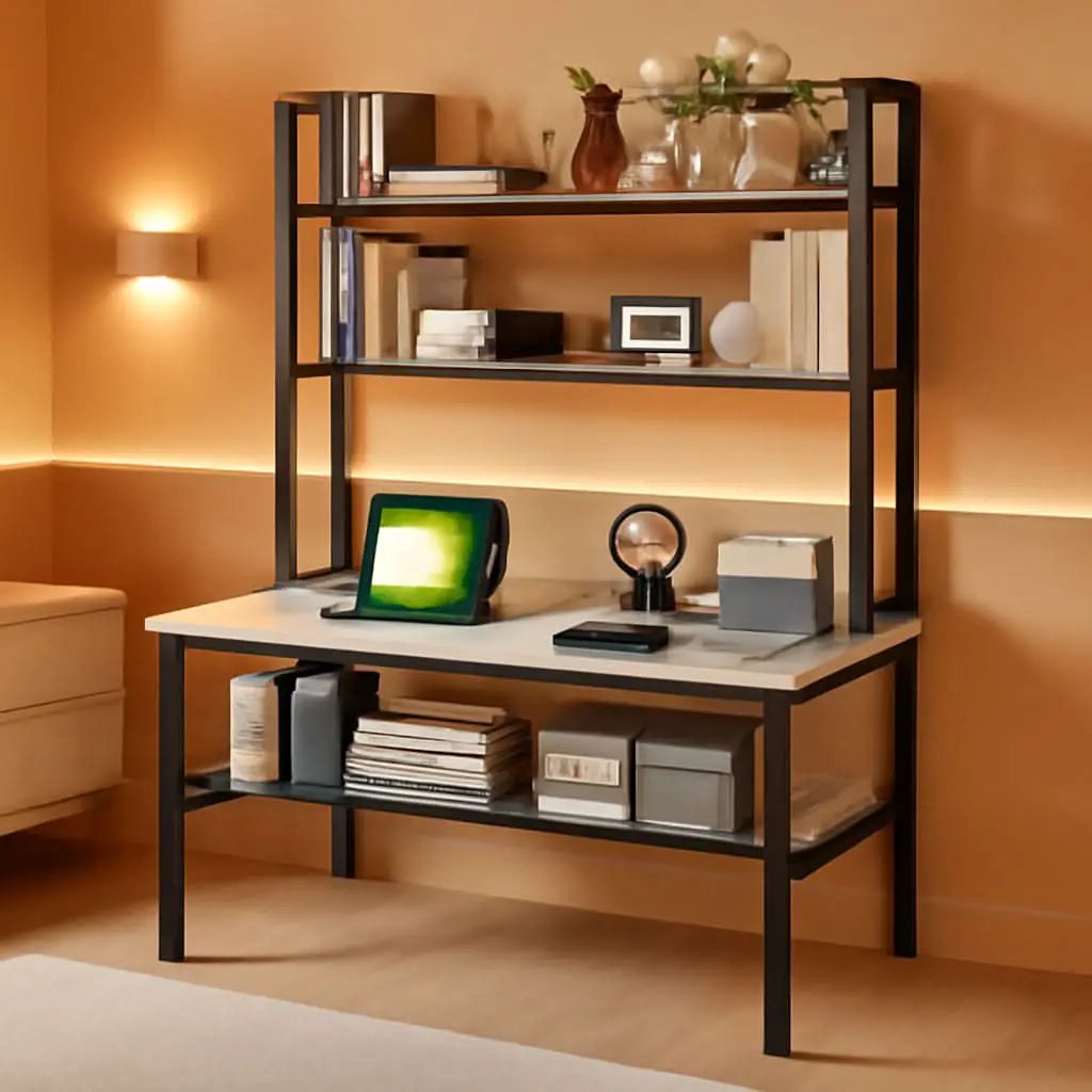 55 Inch Desk With Hutch And Bookshelf Open Shelves from PriceLows™