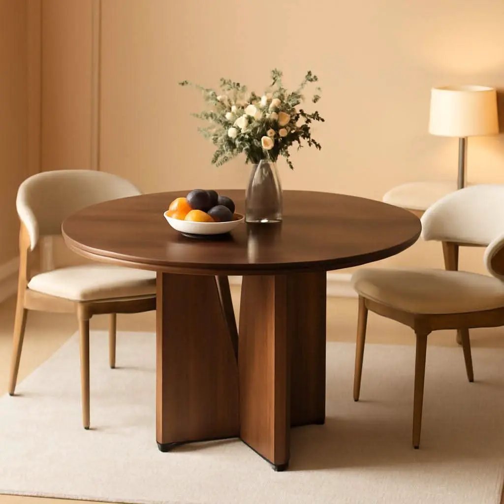 Round 39 Inch Dining Table Rustic Dark Brown Seats 2 To 4 from PriceLows™