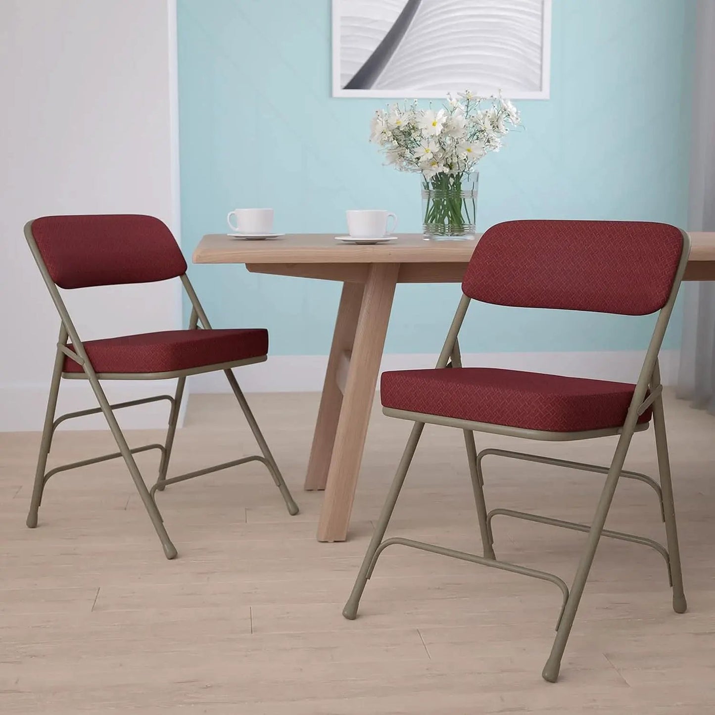 Hercules Folding Chairs Cushioned Burgundy Set of 2 from PriceLows™