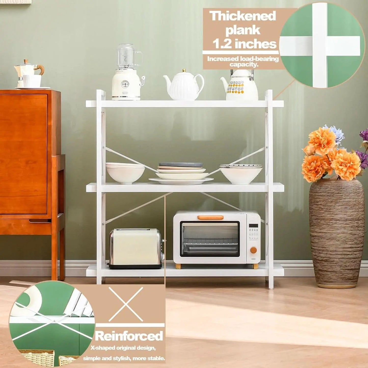 3 Tier White Bookshelf Open Shelving Unit For Home Office from PriceLows™