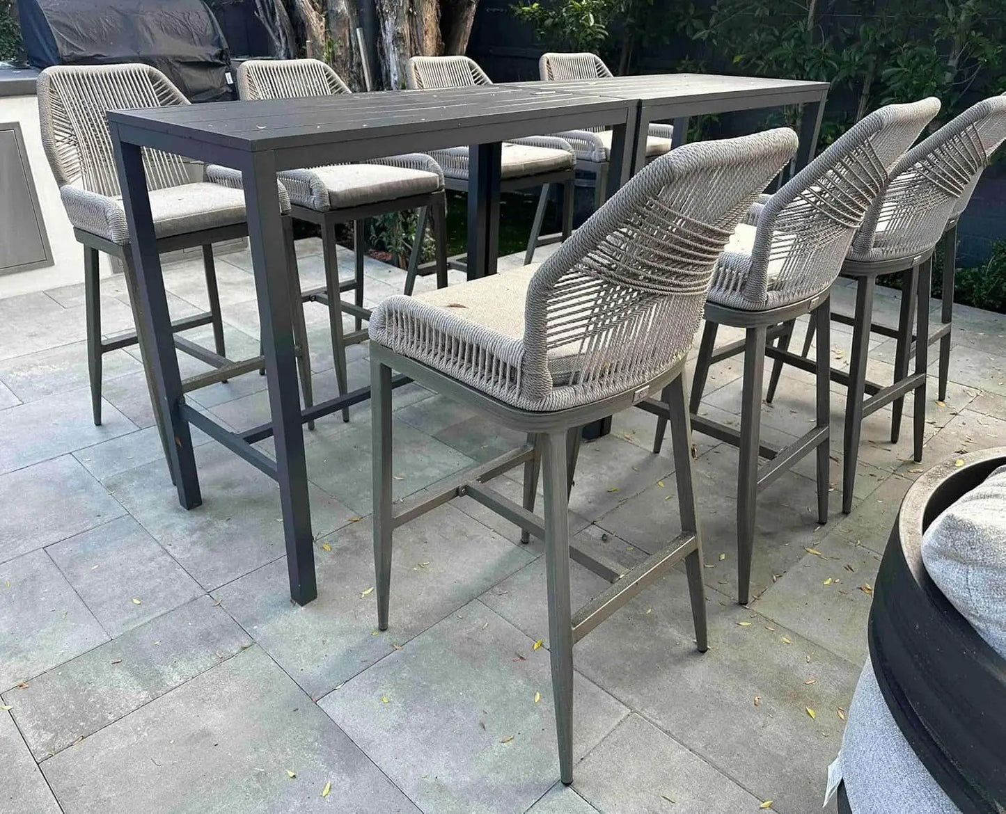Counter Height Bar Stools Set Of 4 Woven Aluminum With Back And Arms from PriceLows™