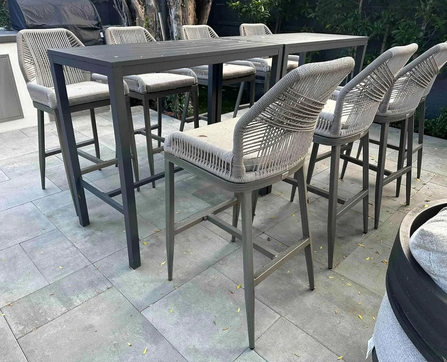 Counter Height Bar Stools Set Of 4 Woven Aluminum With Back And Arms from PriceLows™